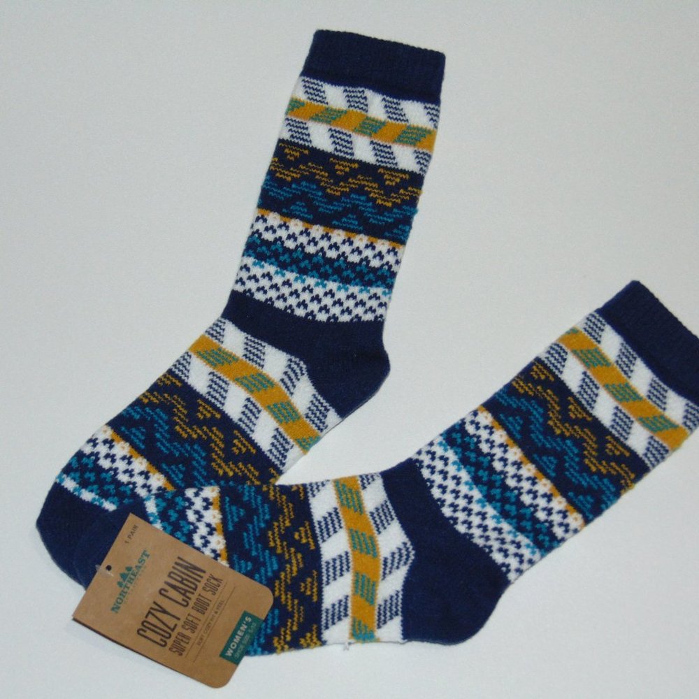 Northeast Women's Cozy Cabin Boot Socks One Pair Multicolor Design Super Soft